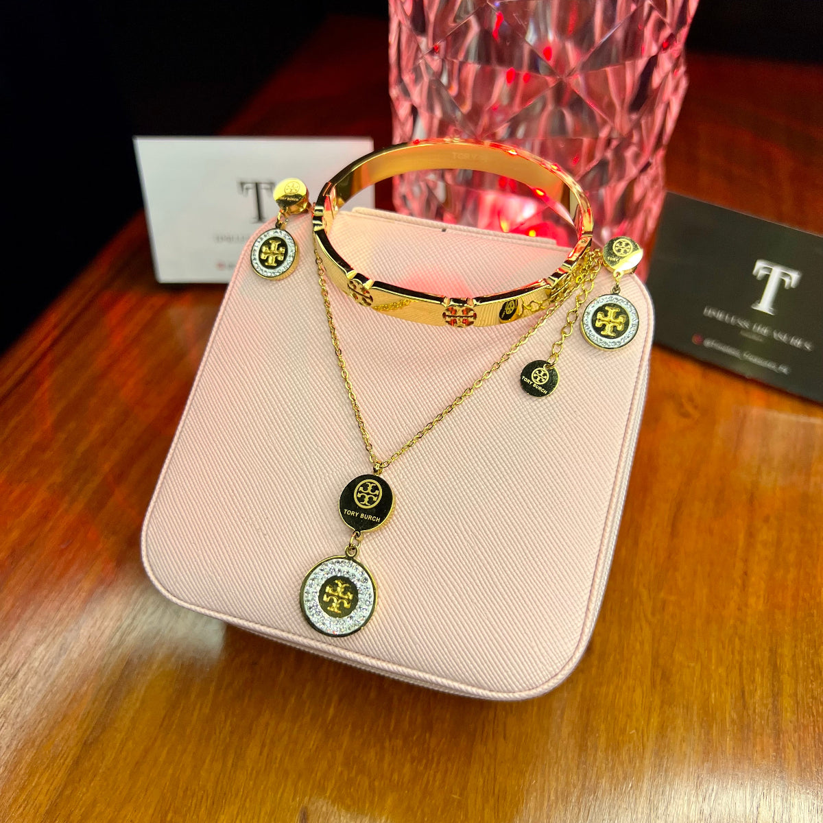 Premium Quality Stainless Steel 18k Tory Diamantés 3pc Set