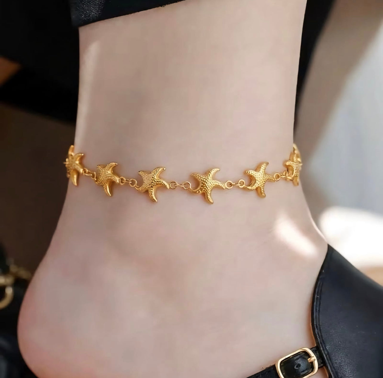 Premium Quality Stainless Steel 18k Starfish Charm Anklet