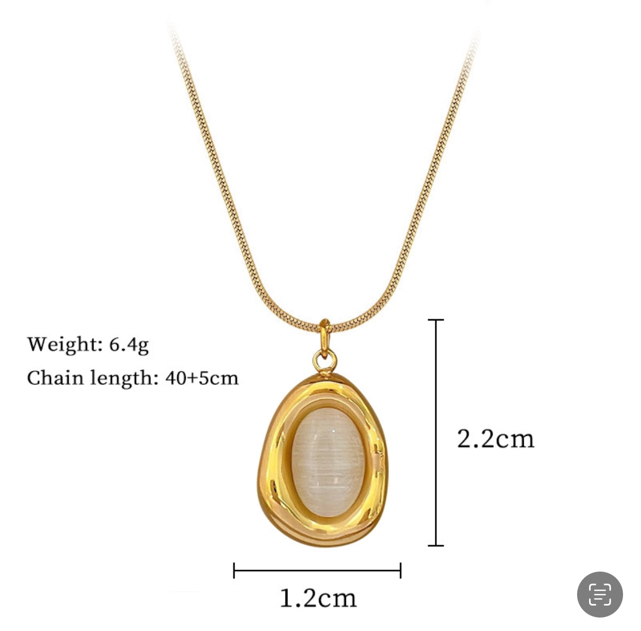 Premium Quality Stainless Steel 18k Gold Opal Necklace