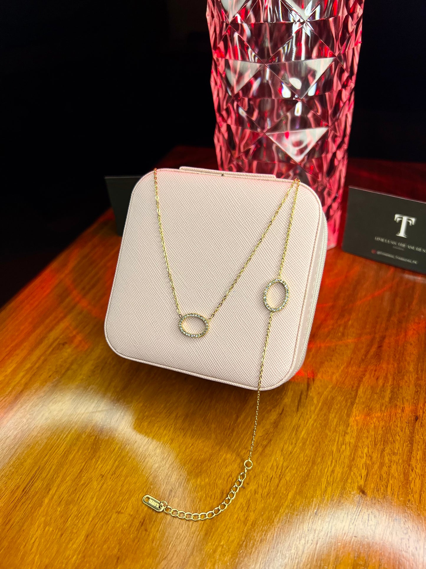 Premium Quality Stainless Steel 18k Timeless Ember Necklace Bracelet Set