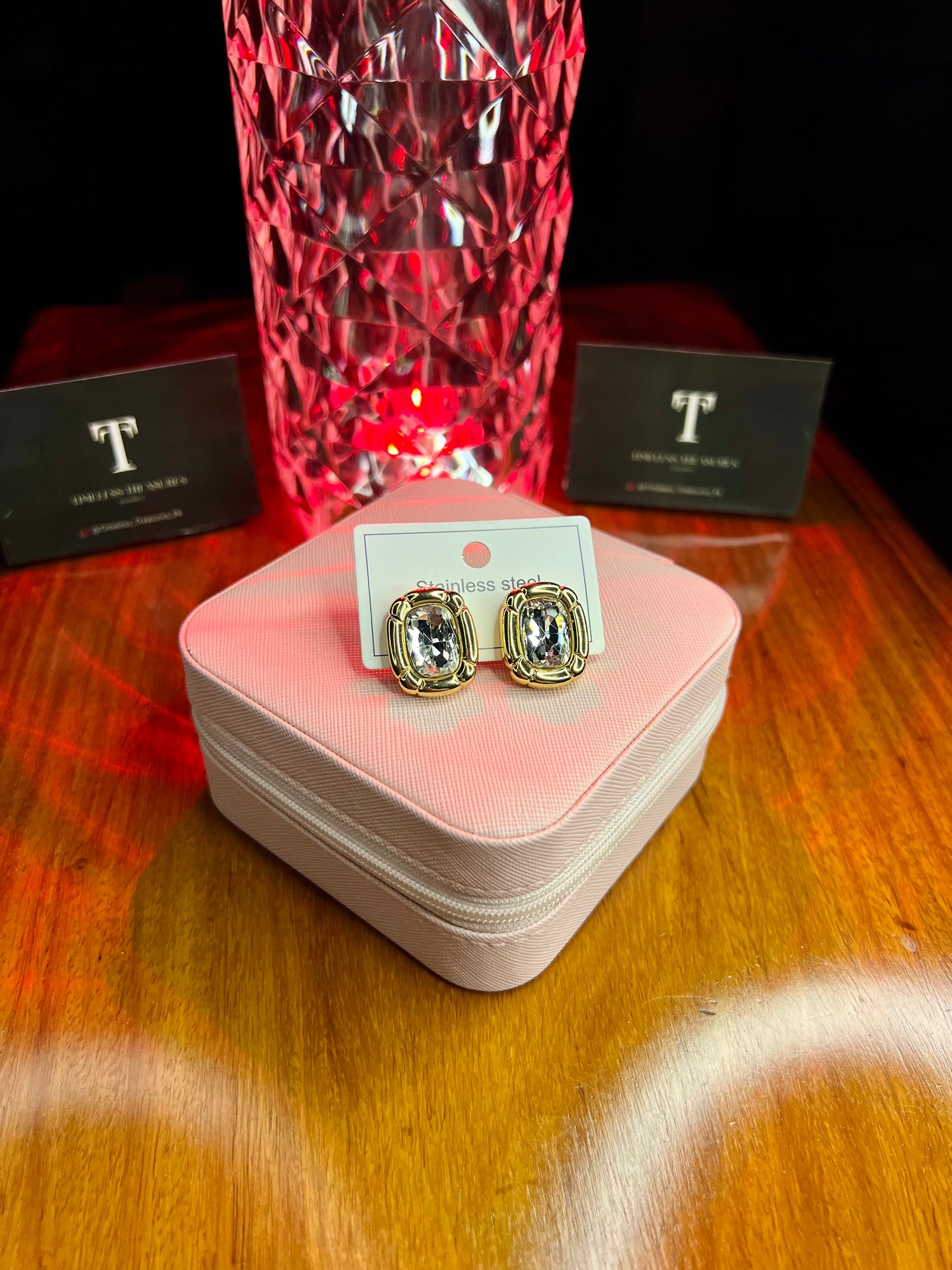 Premium Quality Stainless Steel 18k Ivory Crystal EarStuds
