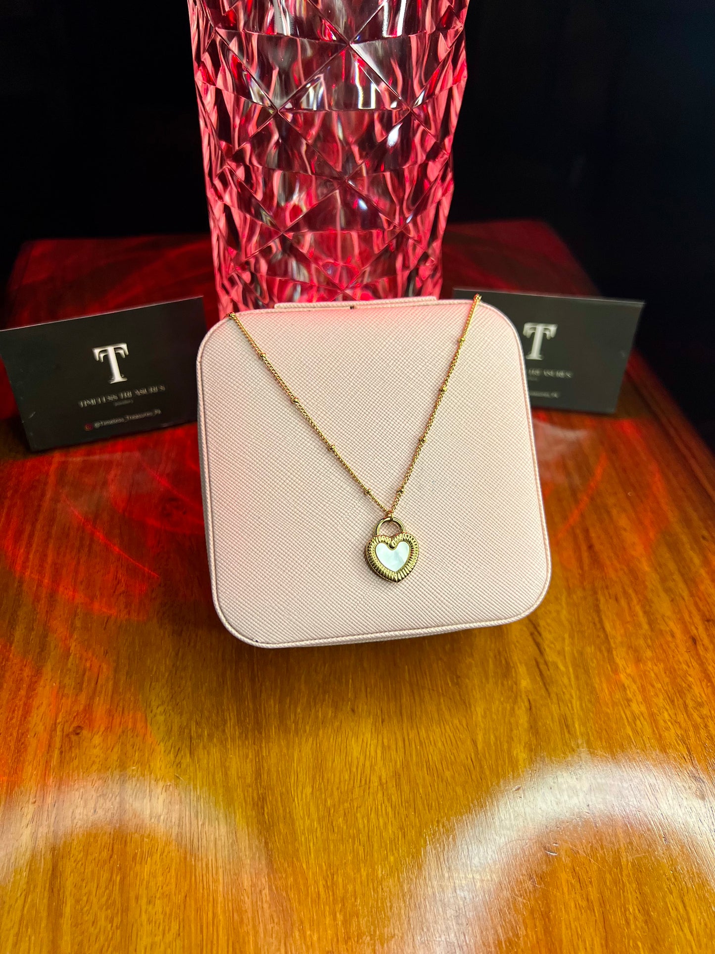 Premium Quality Stainless Steel 18k Nova Heart Necklace (White)