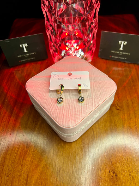 Premium Quality Stainless Steel 18k Roman Stone Luxury Earrings