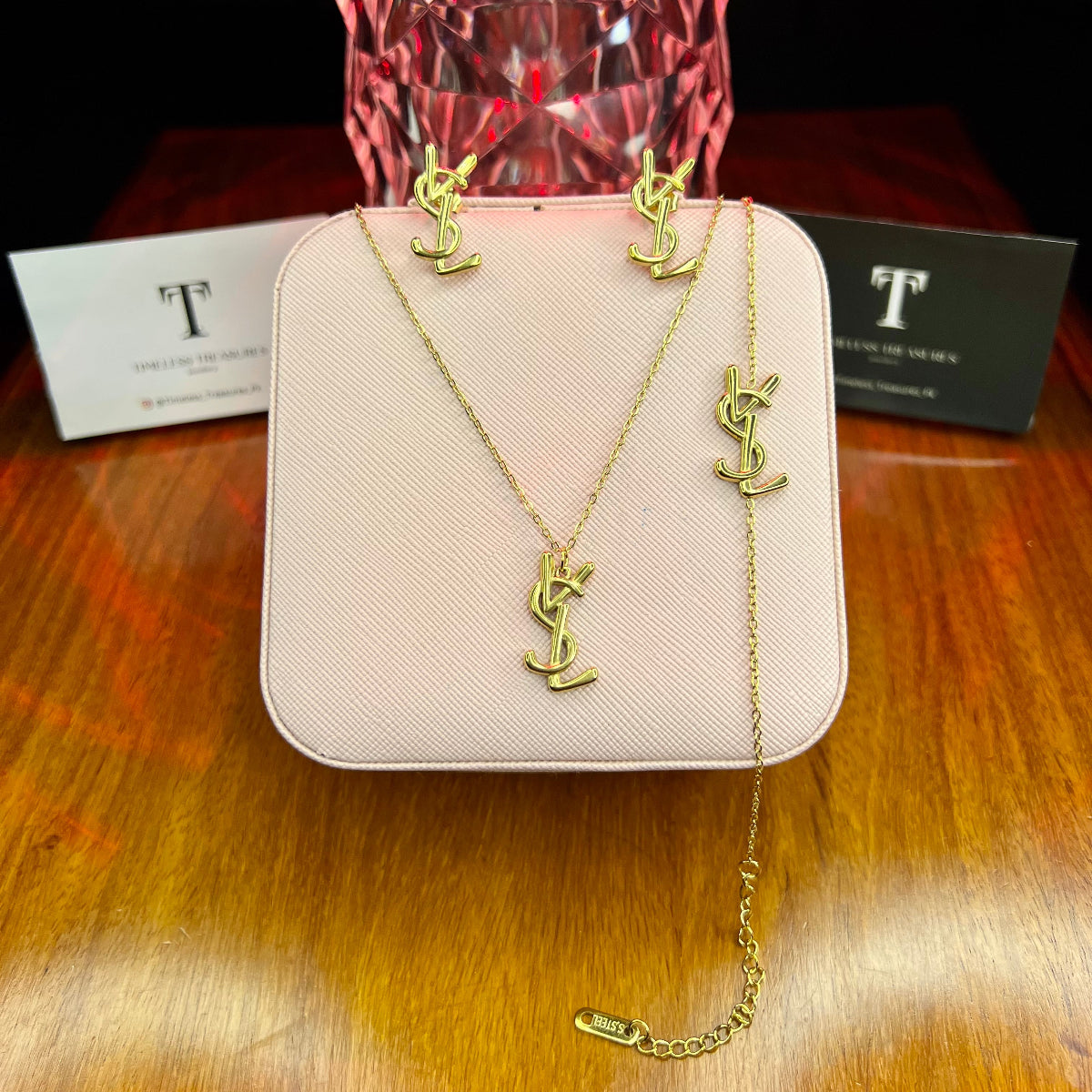 Premium Quality Stainless Steel 18k YSL 3pc Complete Set