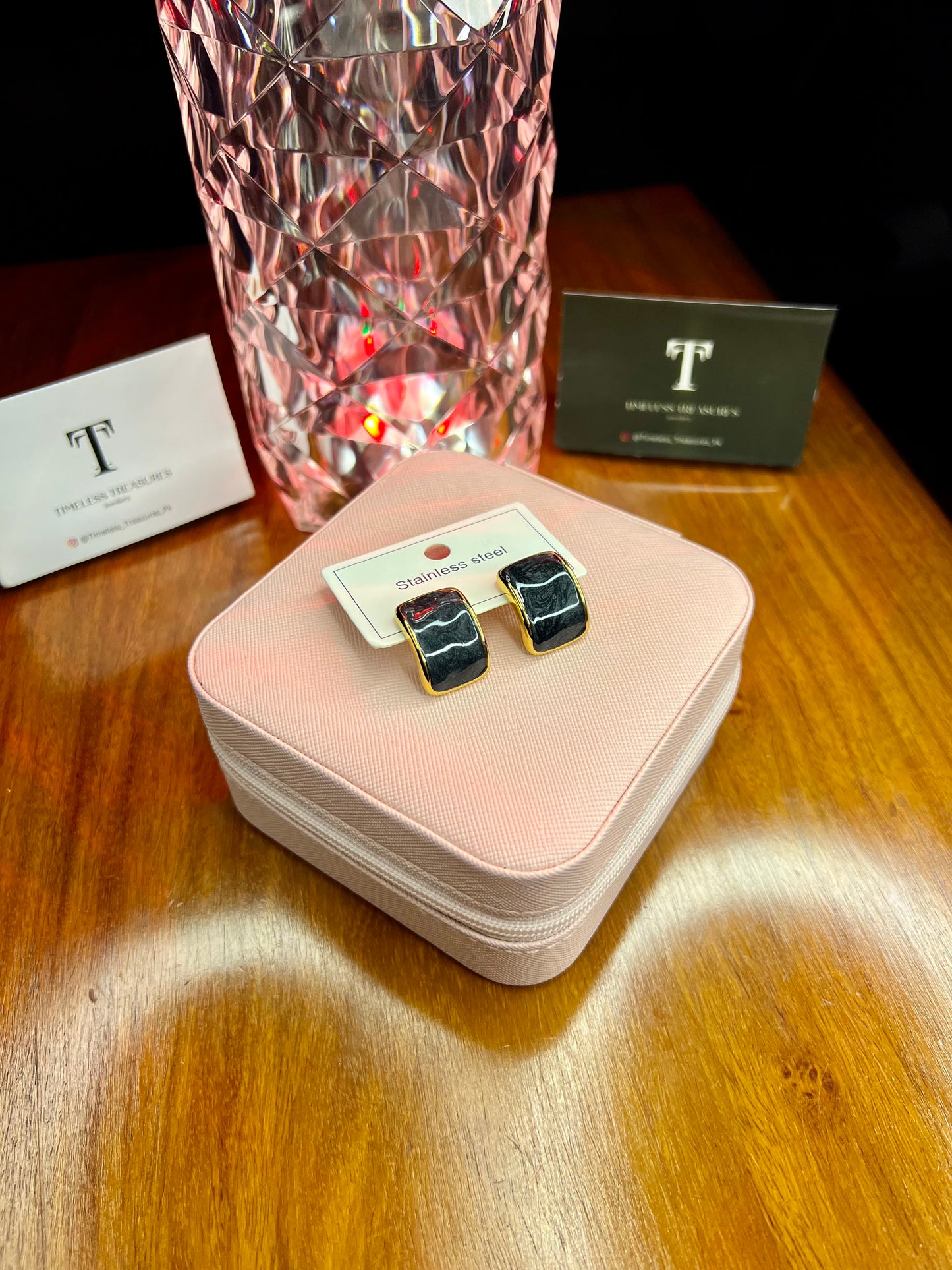Premium Quality Stainless Steel 18k Black Enamel EarStuds