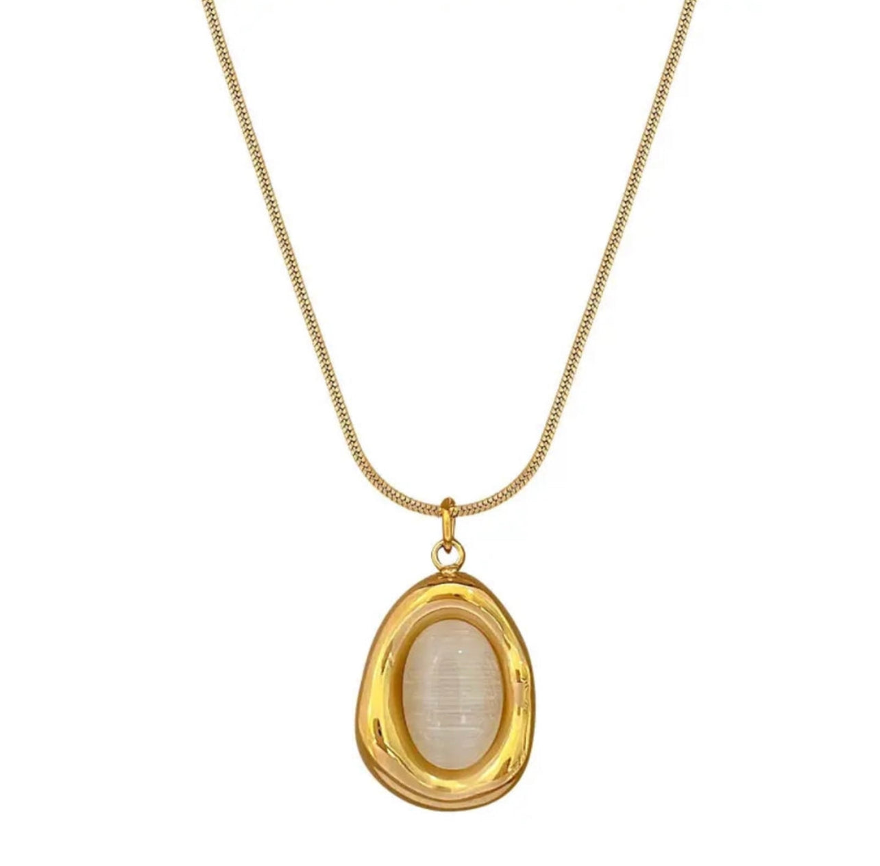 Premium Quality Stainless Steel 18k Gold Opal Necklace