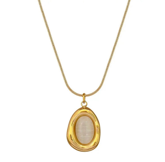 Premium Quality Stainless Steel 18k Gold Opal Necklace