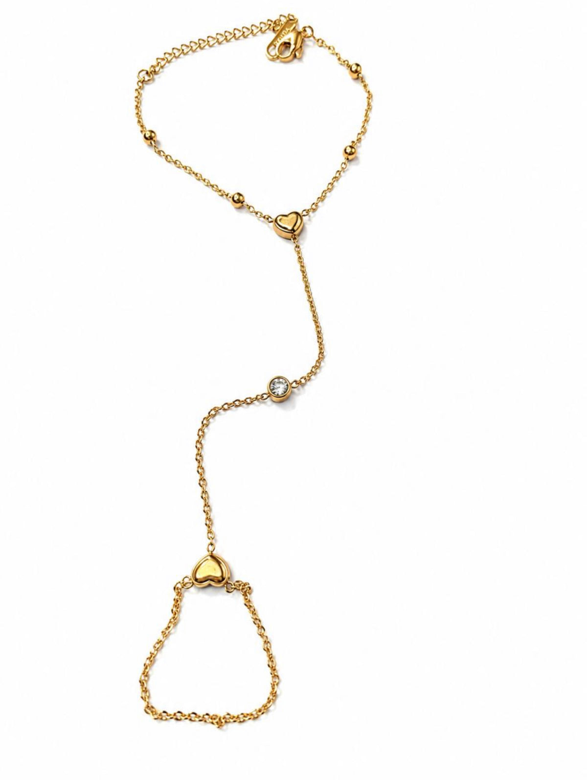 Premium Quality Stainless Steel 18k Stone Heart Handchain