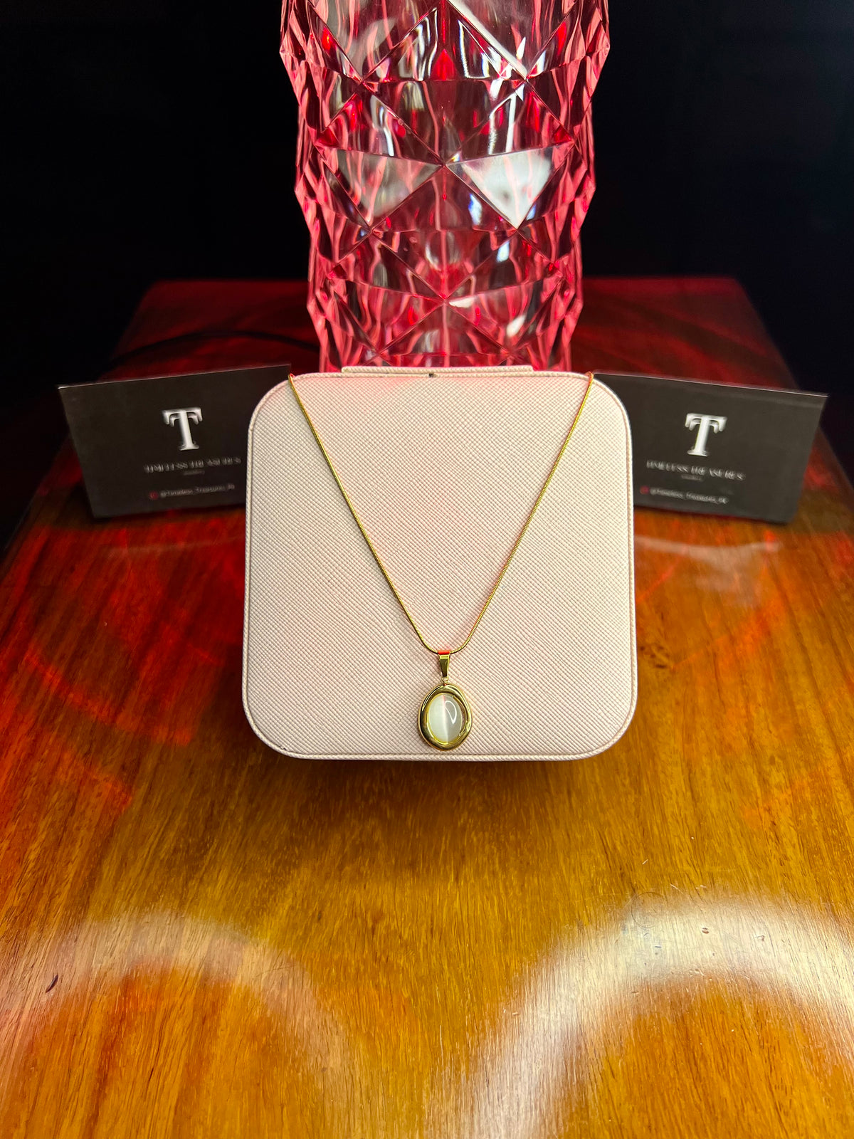 Premium Quality Stainless Steel 18k Golden Opal Luxury Necklace