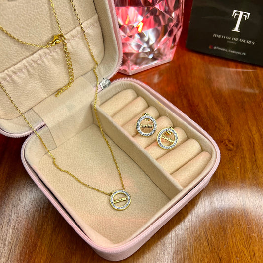 Premium Quality Stainless Steel 18k CR Diamantés Necklace Earring Set