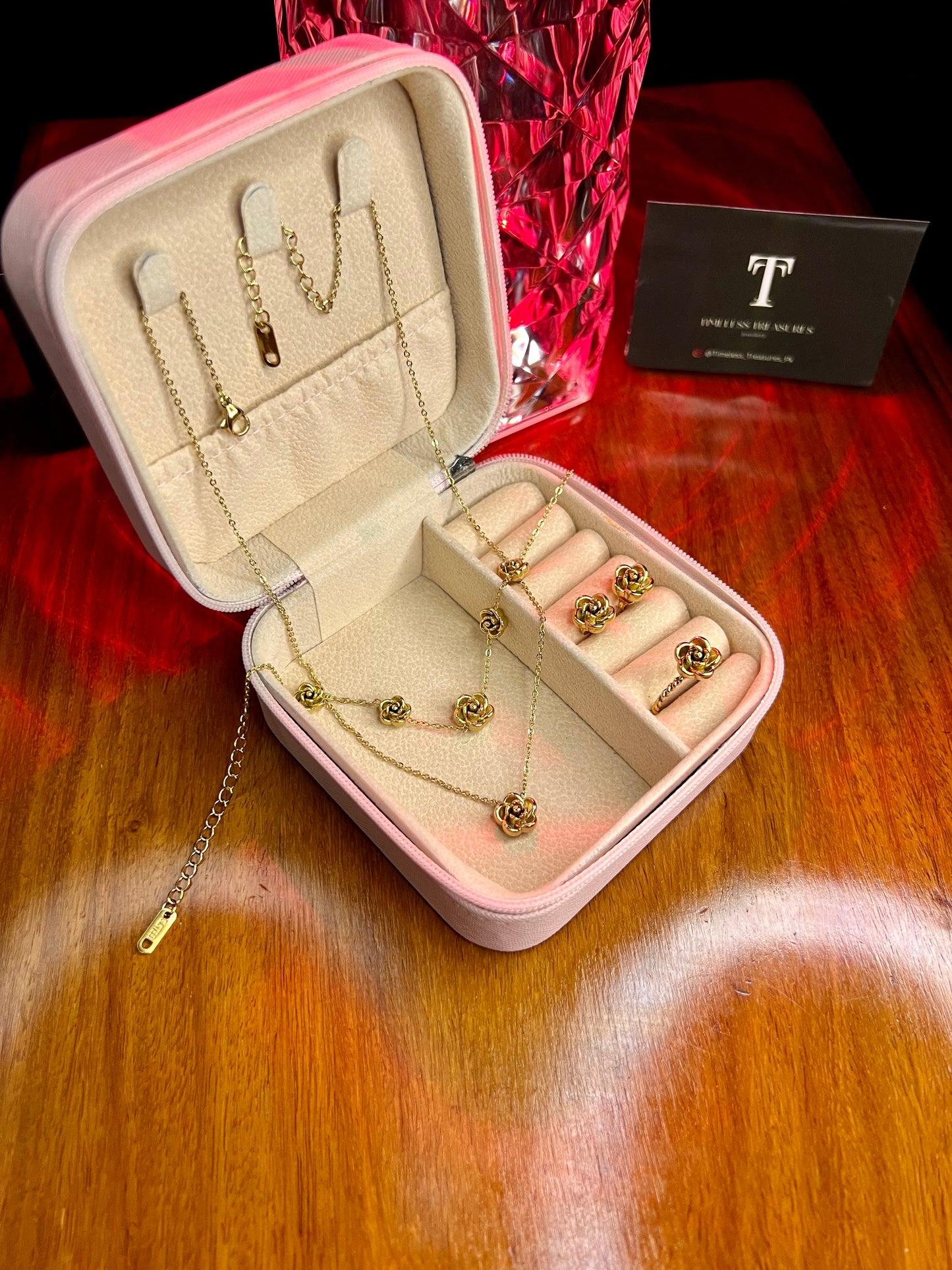 Premium Quality Stainless Steel 18k Gold Rose Complete Set