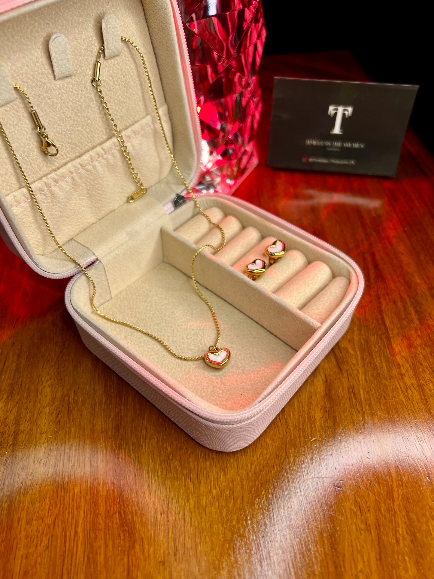 Premium Quality Stainless Steel 18k Cupid Grace Necklace Earring Set