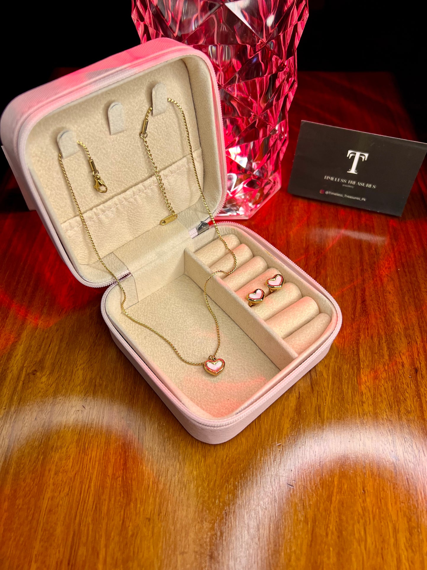 Premium Quality Stainless Steel 18k Cupid Grace Necklace Earring Set