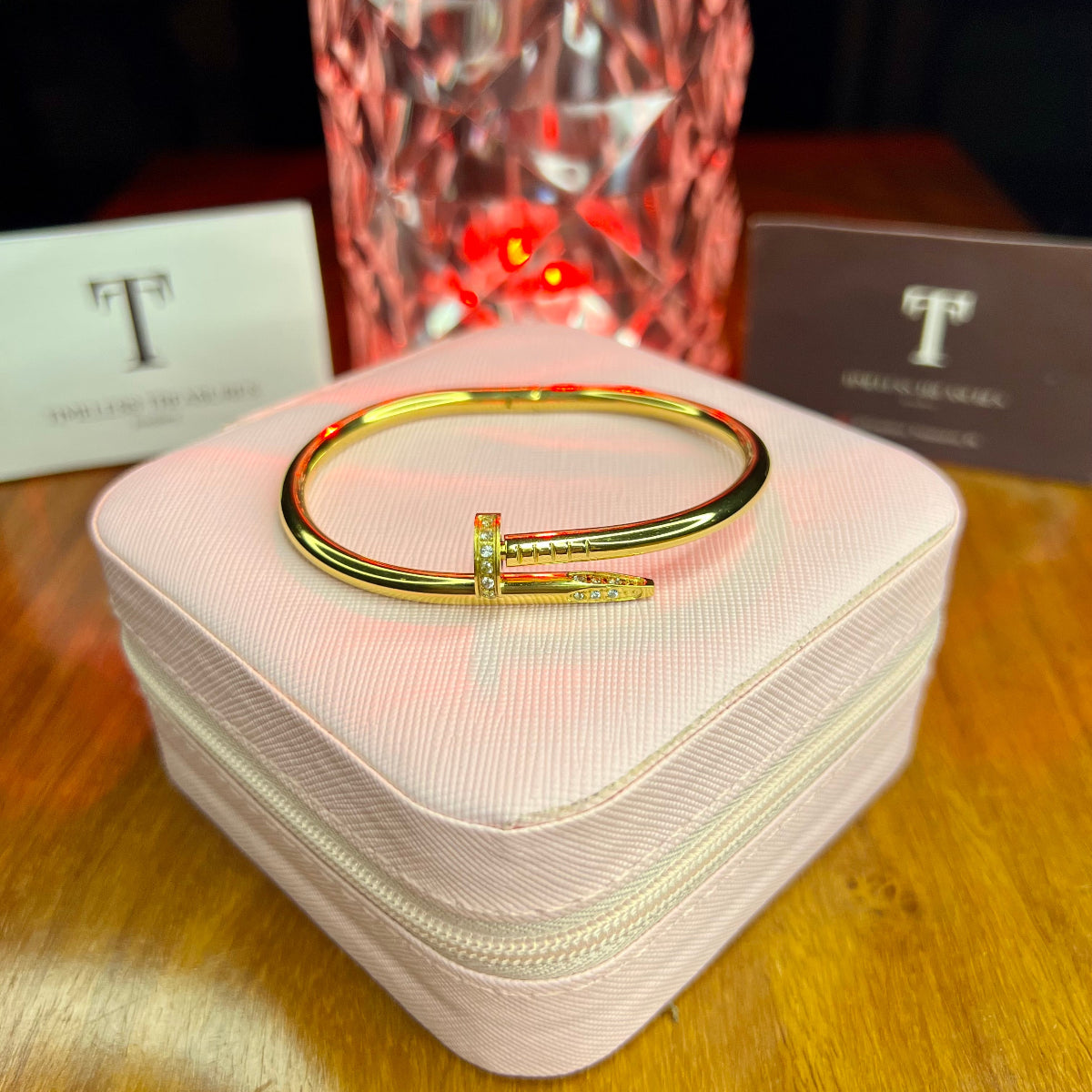 Premium Quality Stainless Steel 18k Rhinestone Nail Bangle