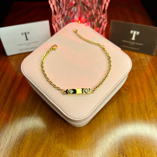 Premium Quality Stainless Steel 18k Gold Stone Bracelet