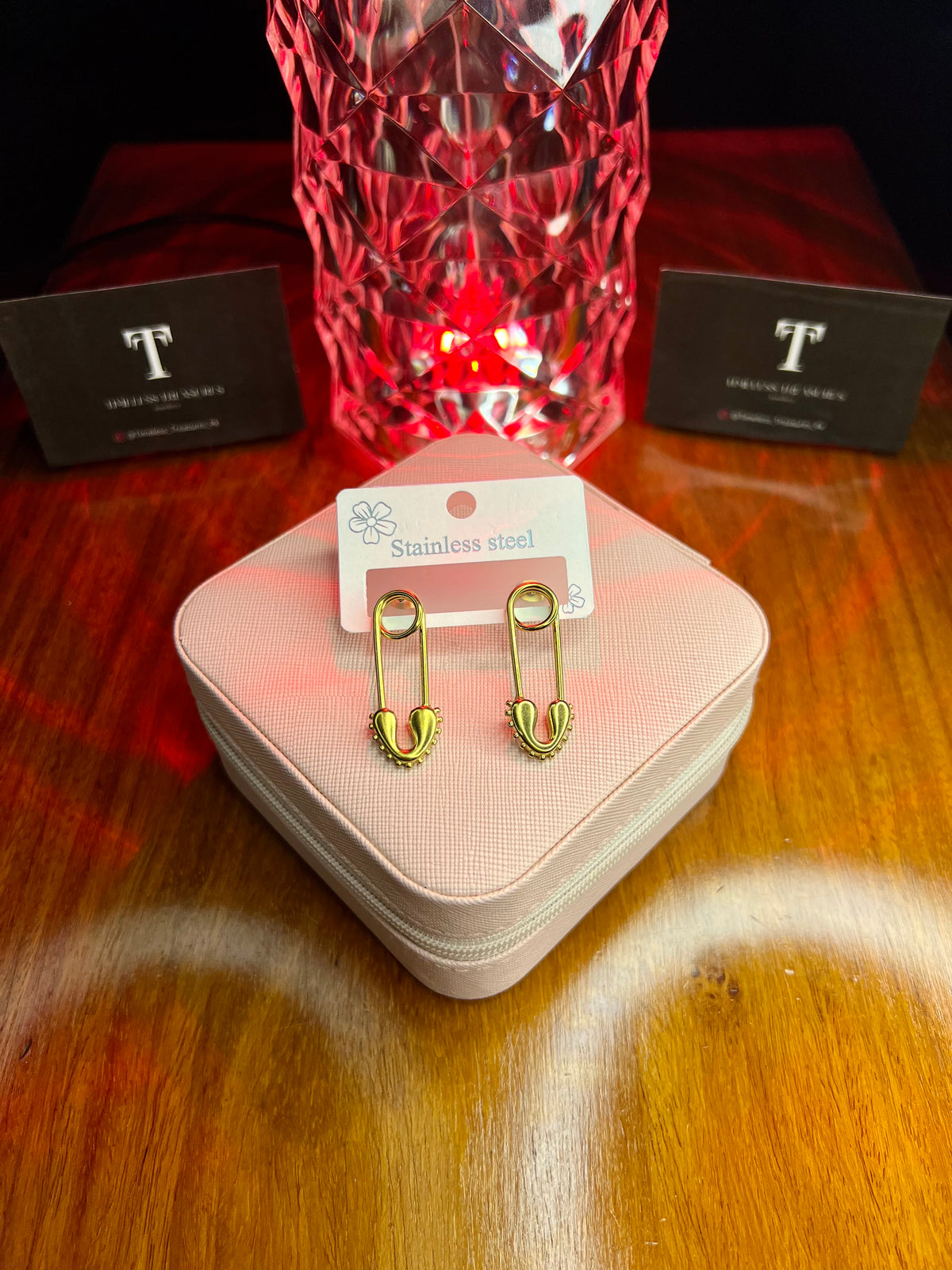 Premium Quality Stainless Steel 18k The Safety Pin Earrings