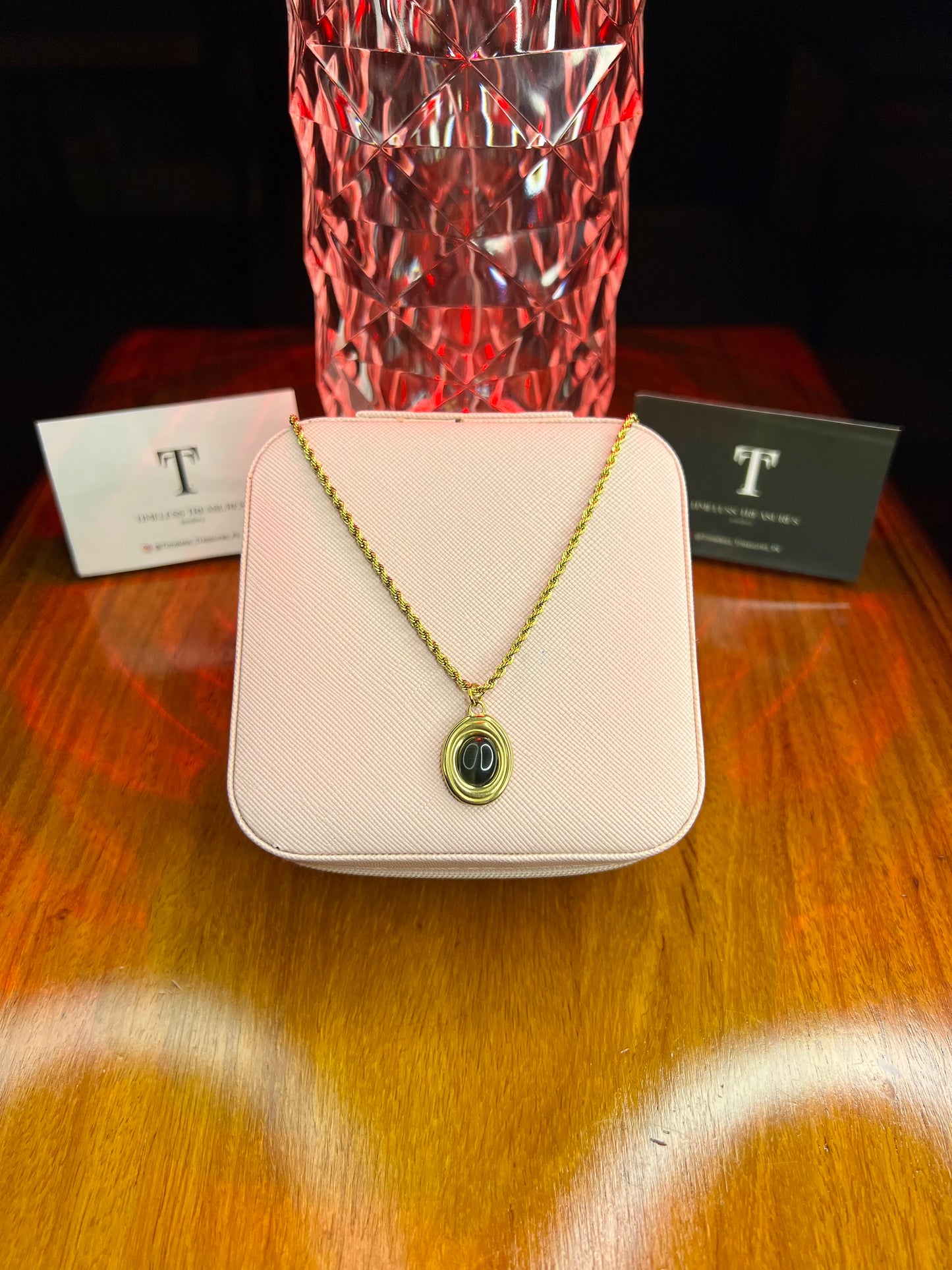 Premium Quality Stainless Steel 18k Black Opal Rope Chain Necklace