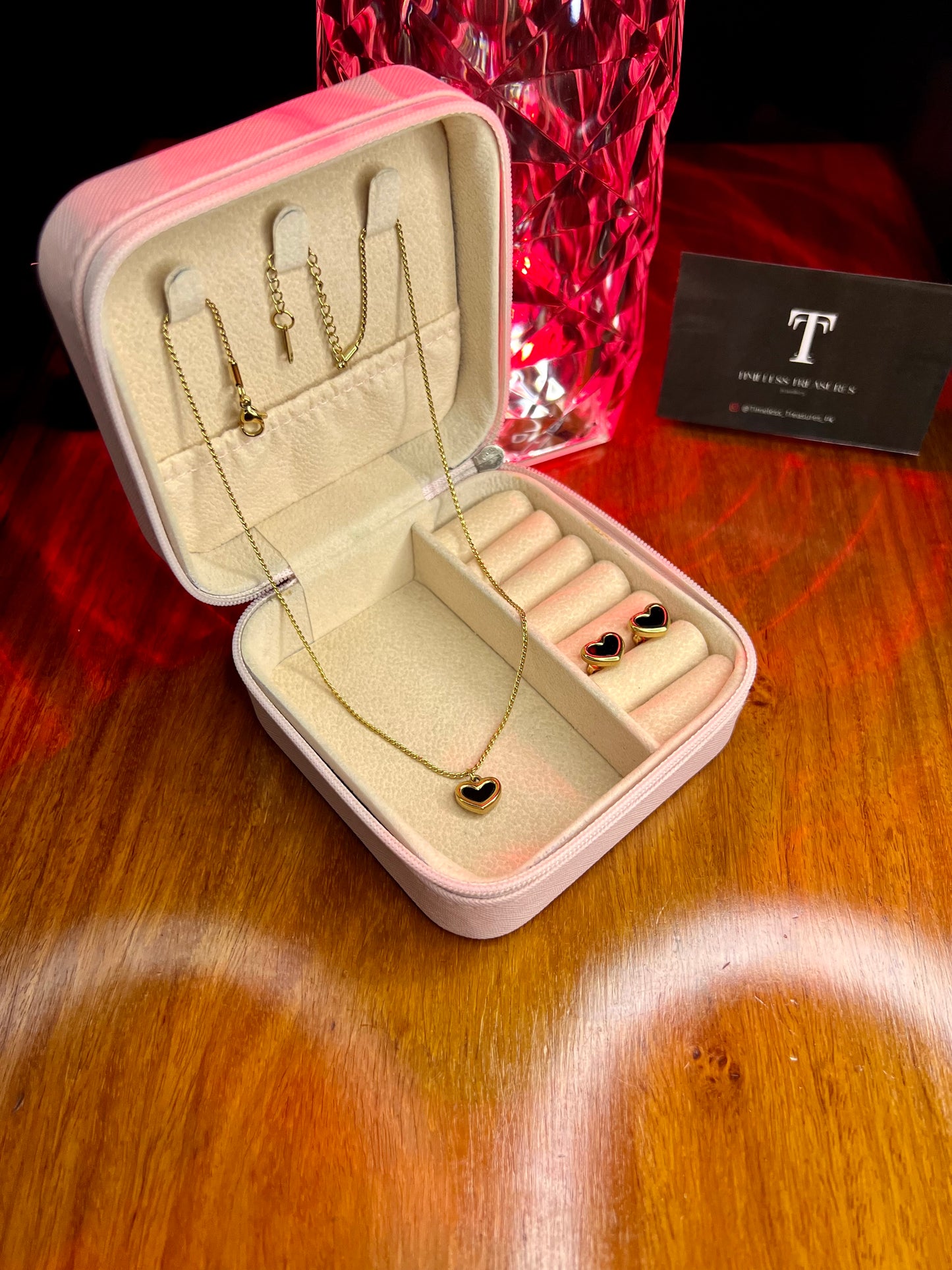 Premium Quality Stainless Steel 18k Heart Of Elegance Necklace Earring Set