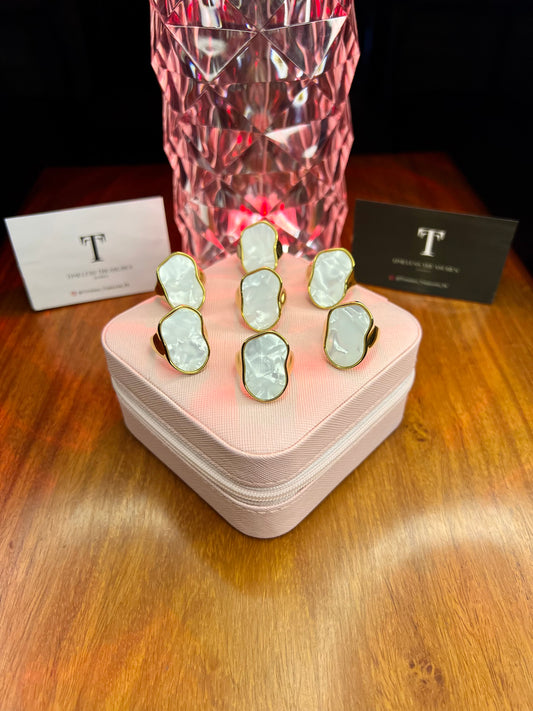 Premium Quality Stainless Steel 18k White Bloom Luxury Ring