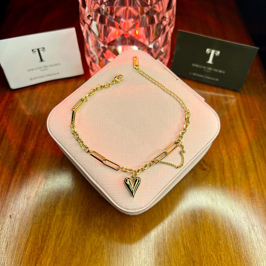 Premium Quality Stainless Steel 18k Golden Heart Bracelet