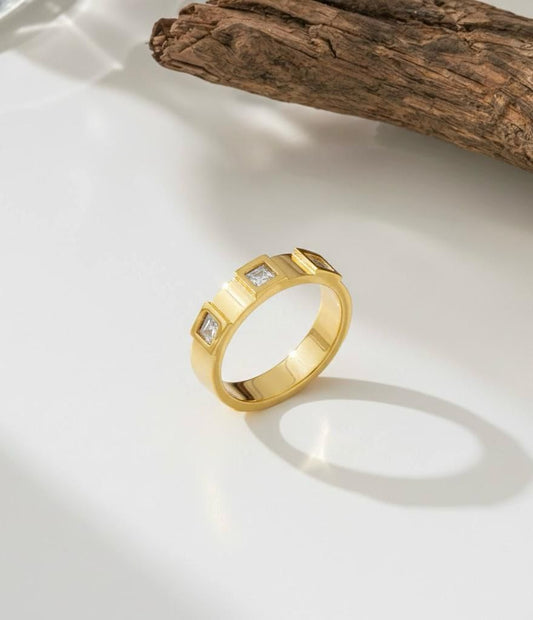 Premium Quality Stainless Steel 18k Golden Prism Band