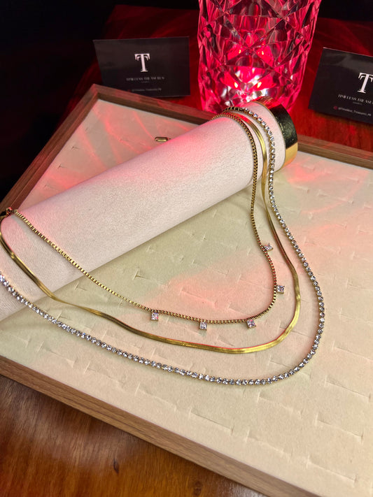 Premium Quality Stainless Steel 18k Queen of Elegance Layered Necklace