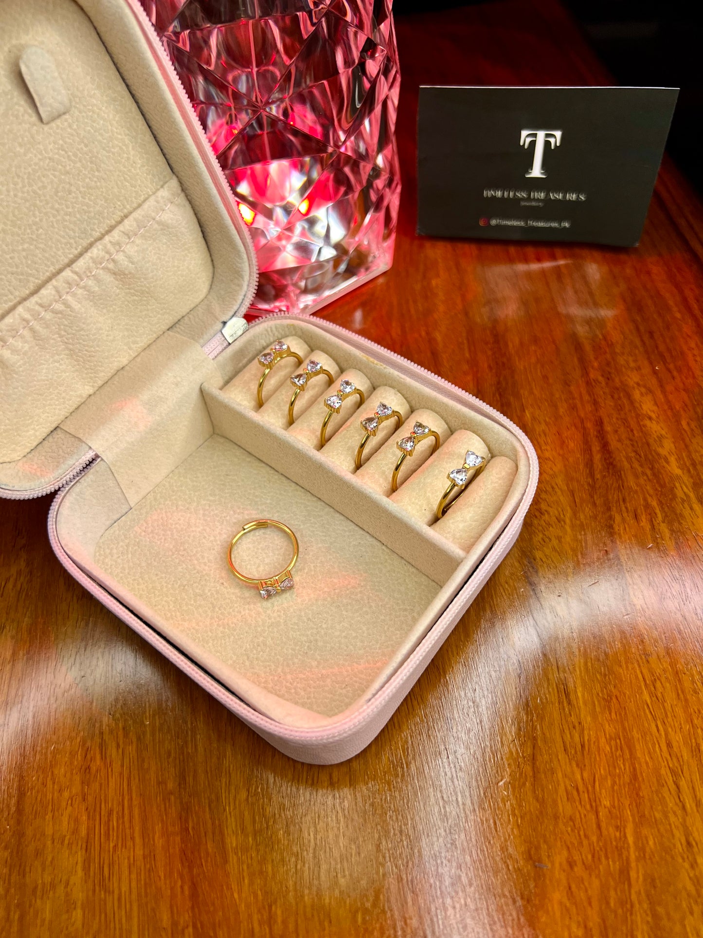 Premium Quality Stainless Steel 18k Bow Stone Luxury Ring