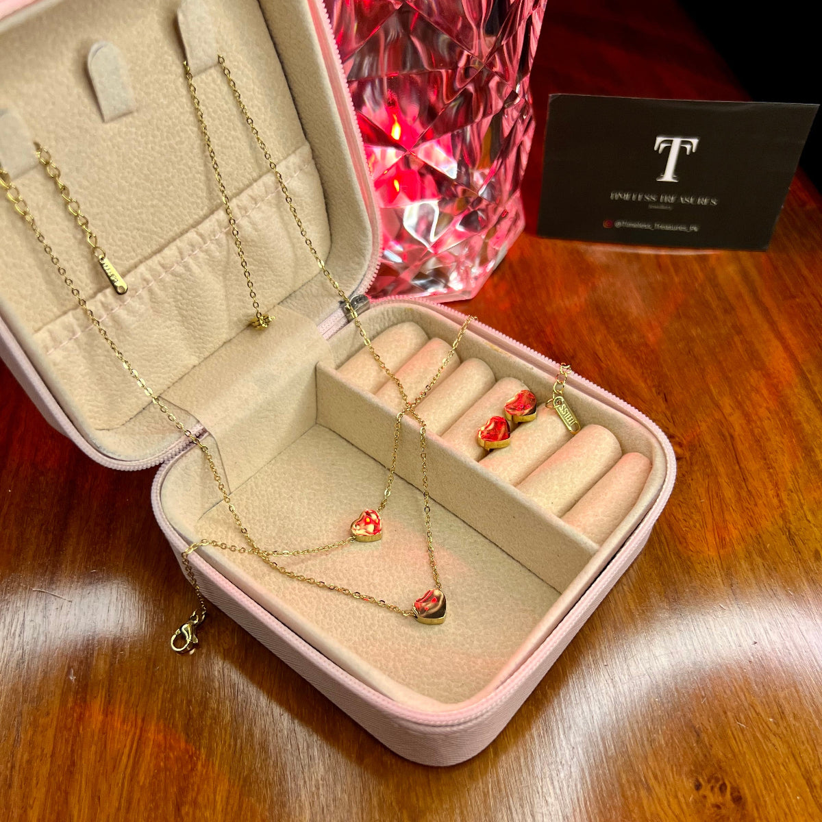 Premium Quality Stainless Steel 18k Plain Heart 3pc Complete Set
