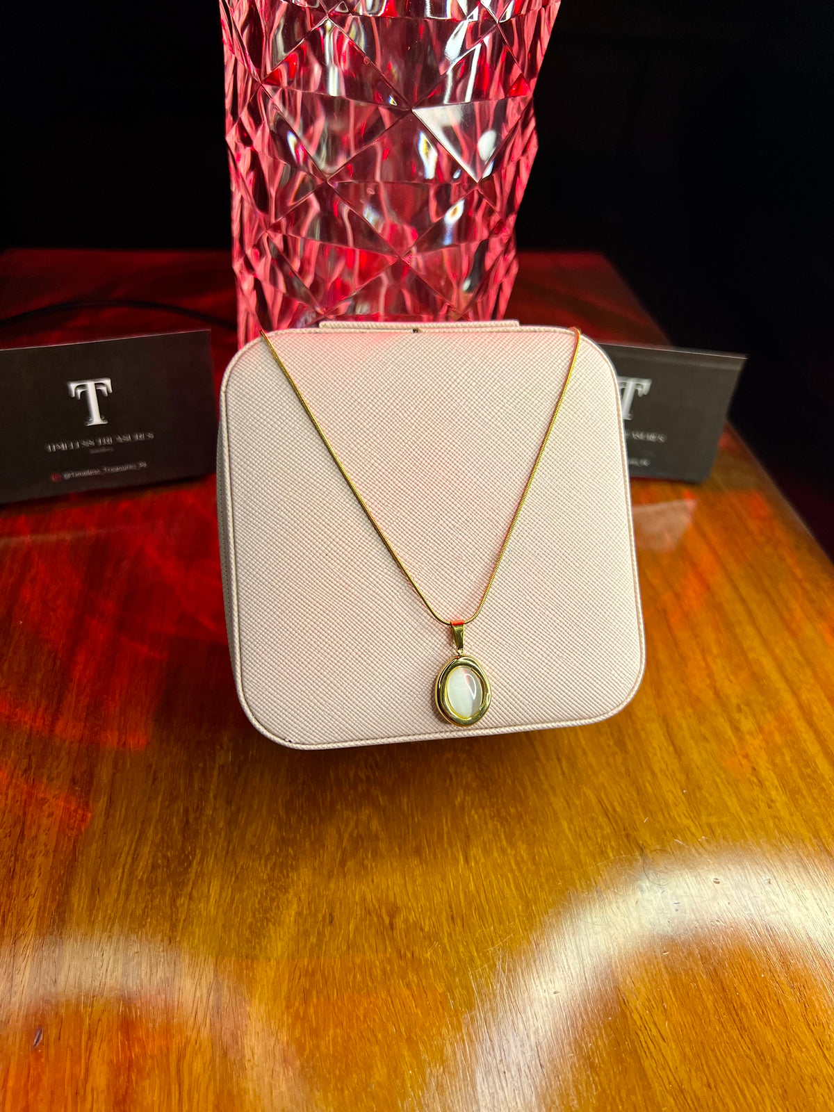 Premium Quality Stainless Steel 18k Golden Opal Luxury Necklace