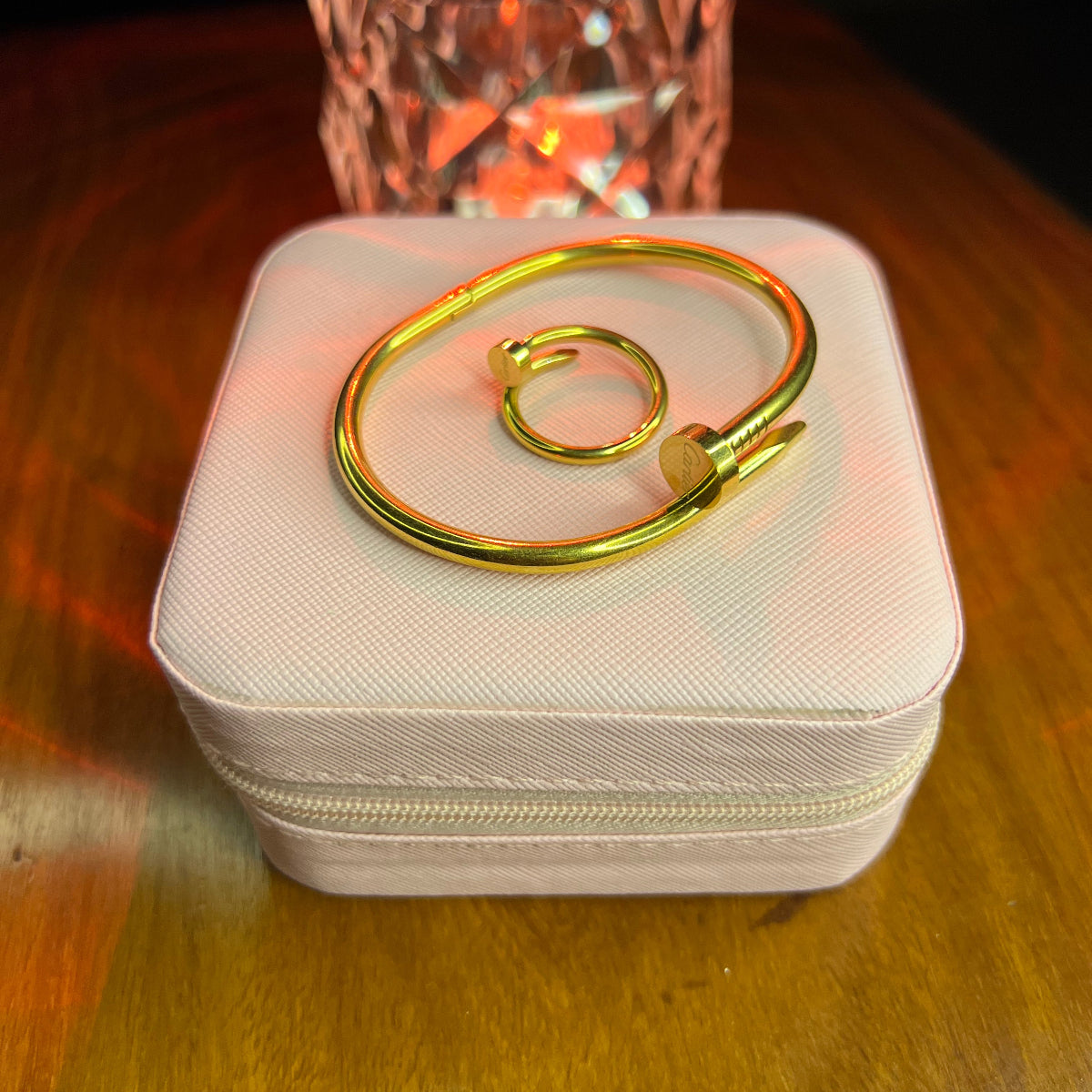 Premium Quality Stainless Steel 18k Cartier Nail Handcuff and Ring Set