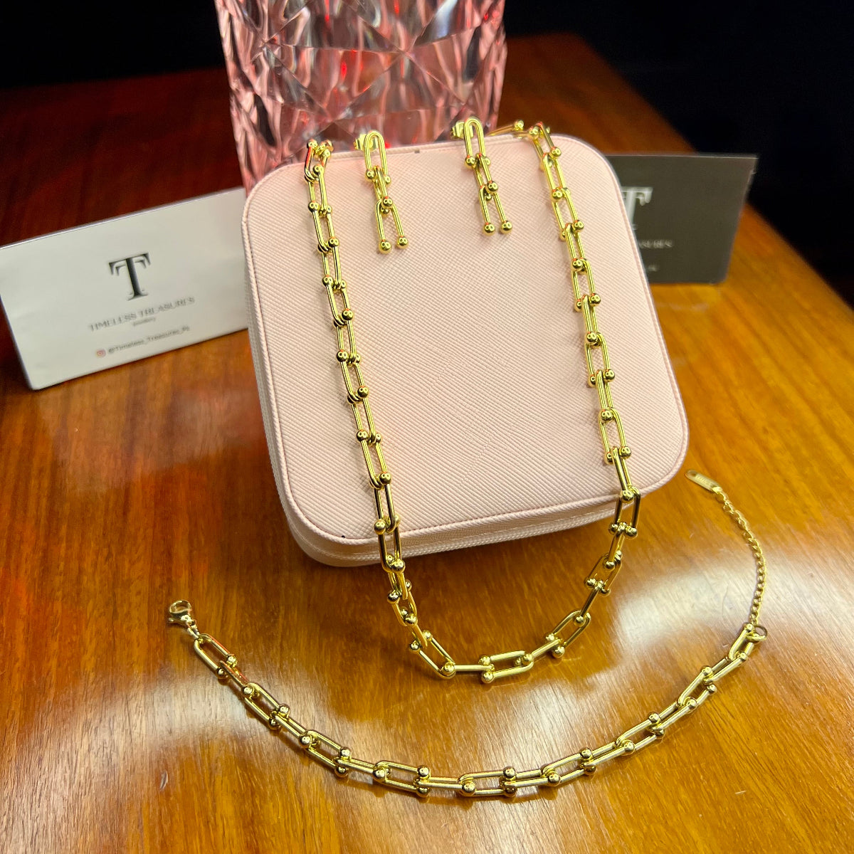 Premium Quality Stainless Steel 18k Chain Link 3pc Set