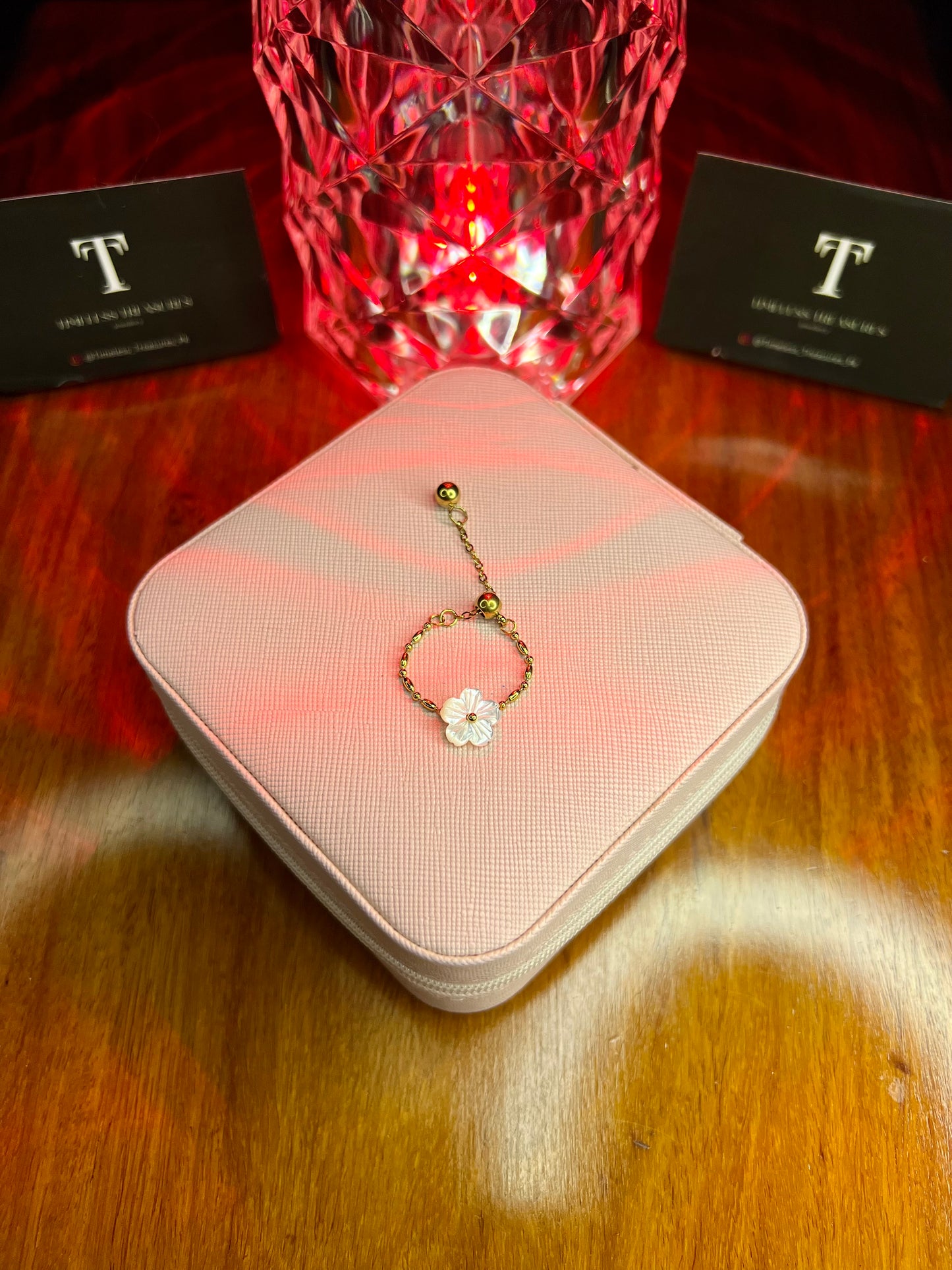Premium Quality Stainless Steel 18k White Blossom Updown Ring