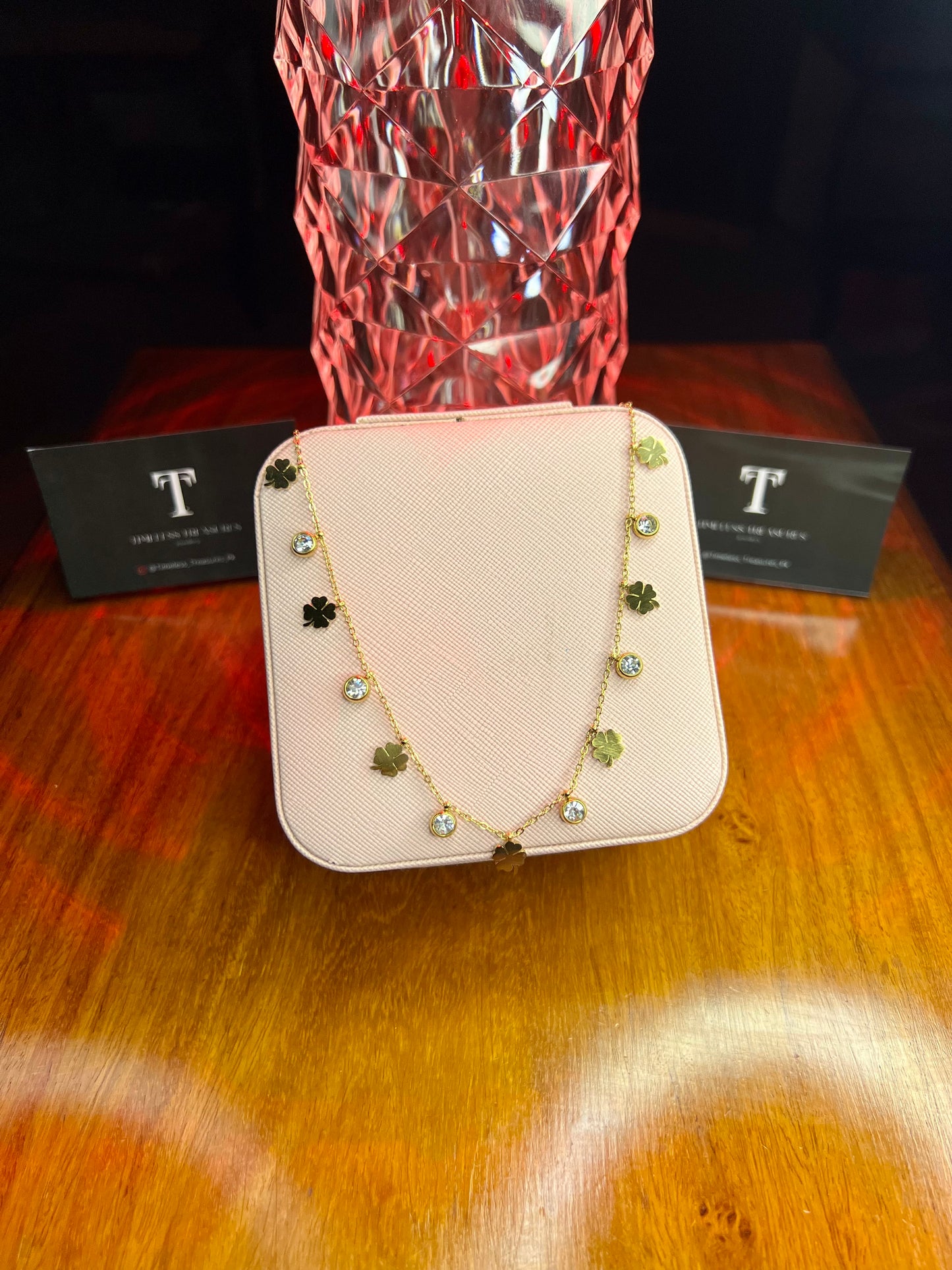 Premium Quality Stainless Steel 18k Maple Stone Luxury Necklace