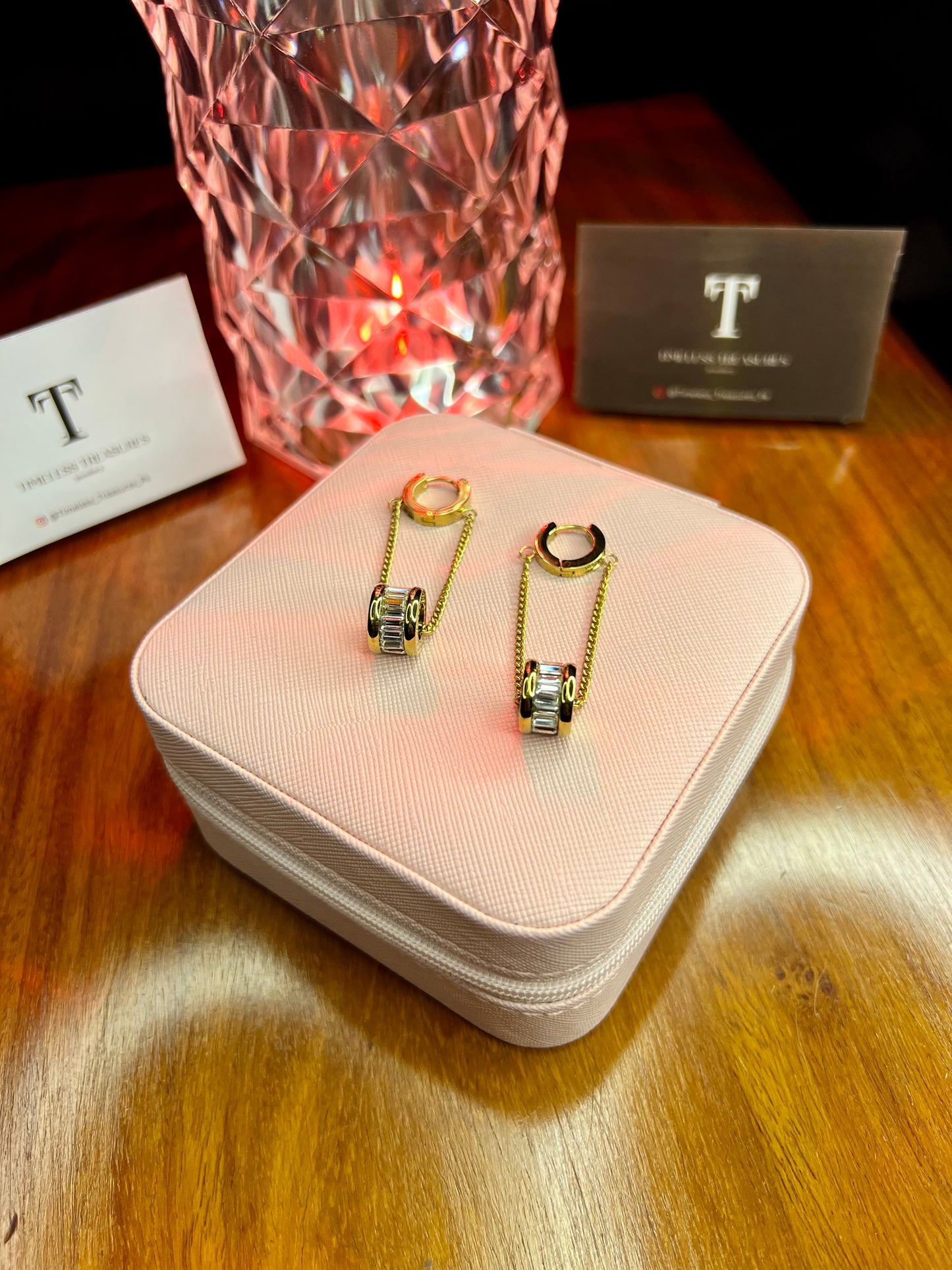 Premium Quality Stainless Steel 18k Drop Stone Luxury Earrings