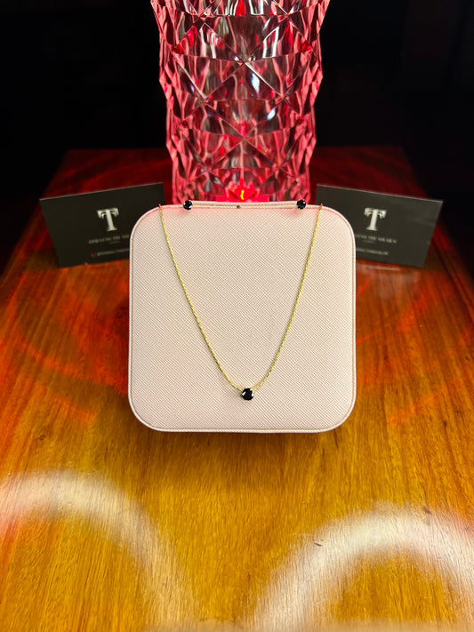 Premium Quality Stainless Steel 18k Black Stone Necklace Earring Set