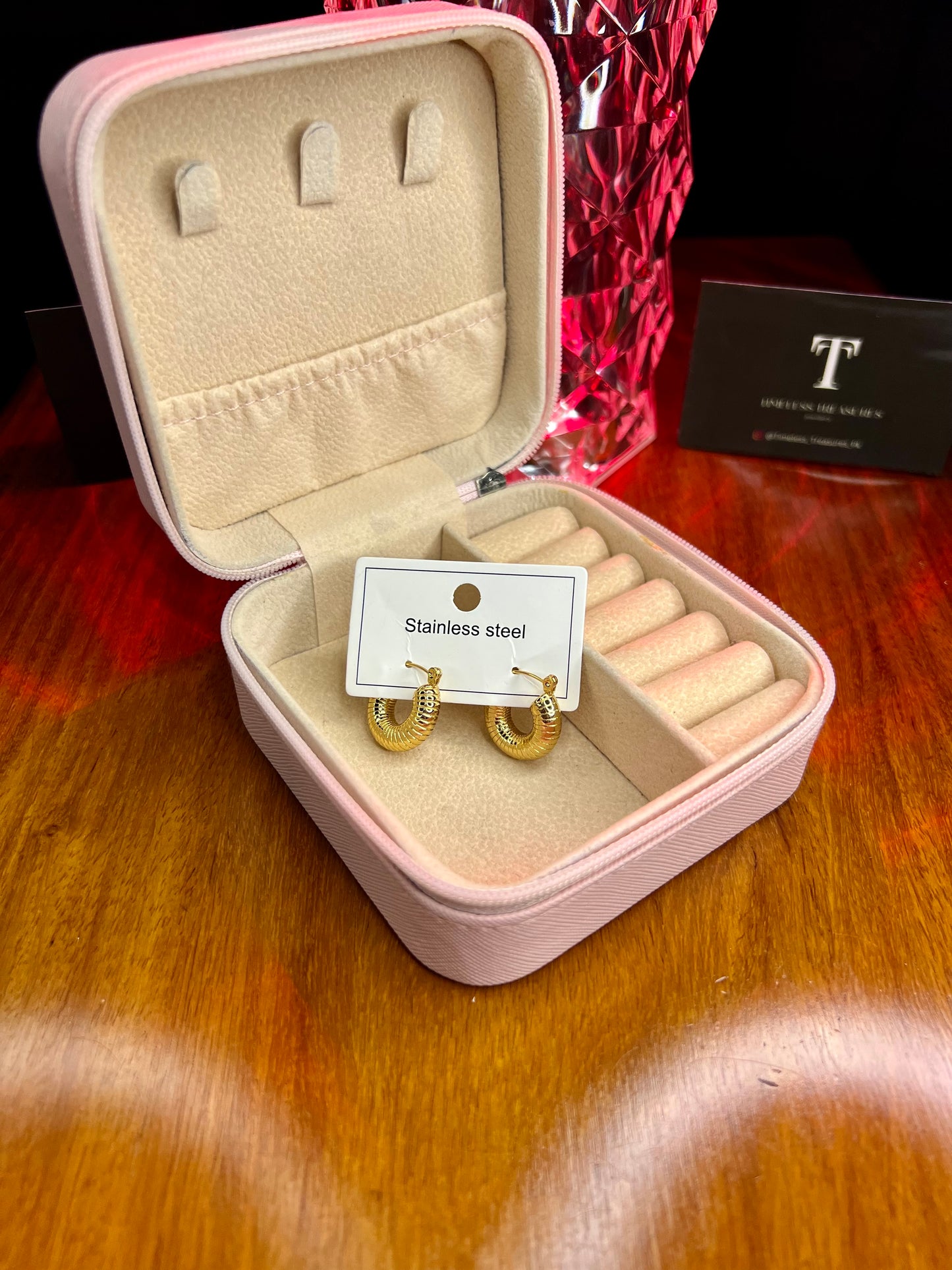 Premium Quality Stainless Steel 18k Velvet Fire Earrings