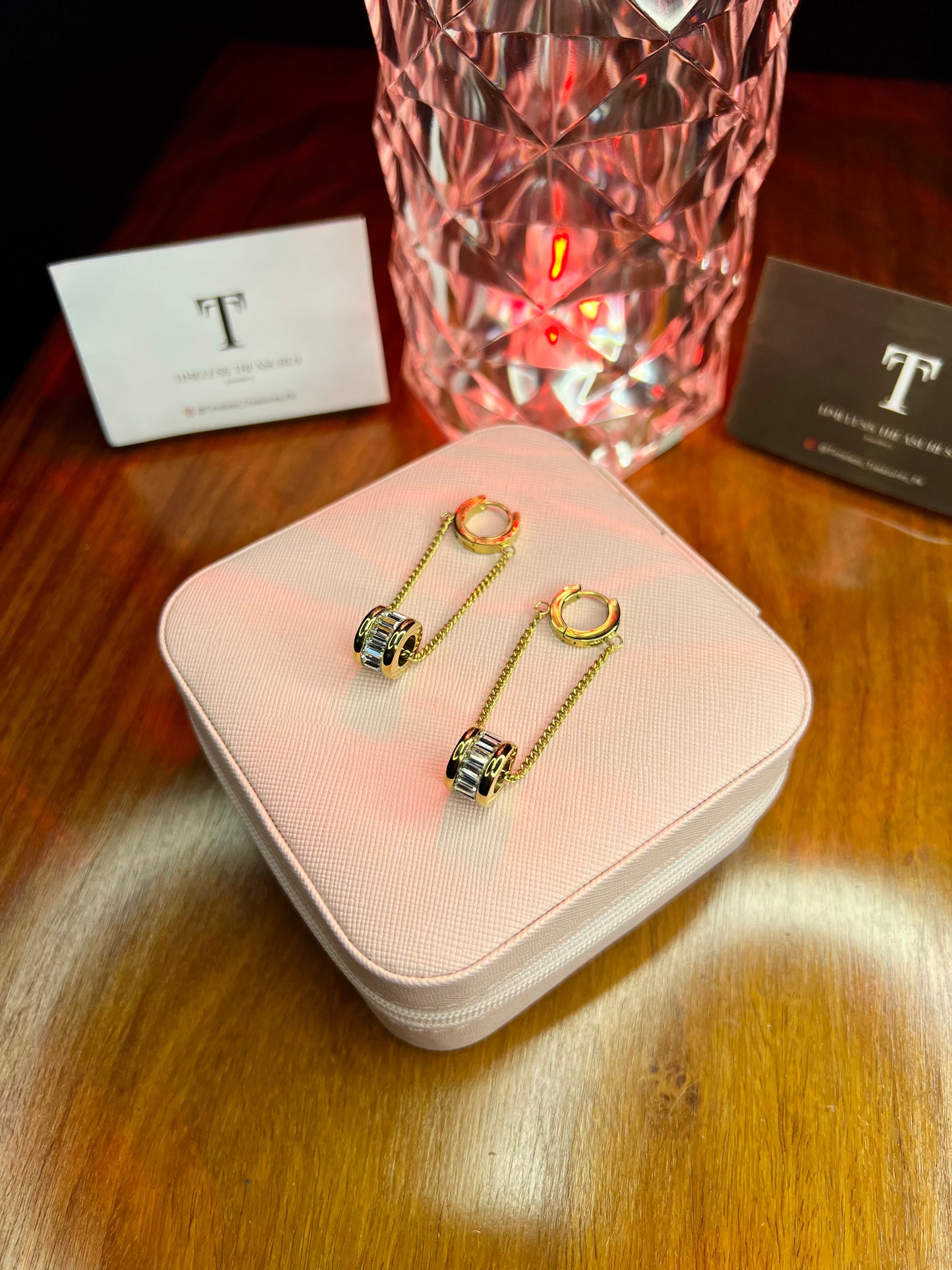 Premium Quality Stainless Steel 18k Drop Stone Luxury Earrings