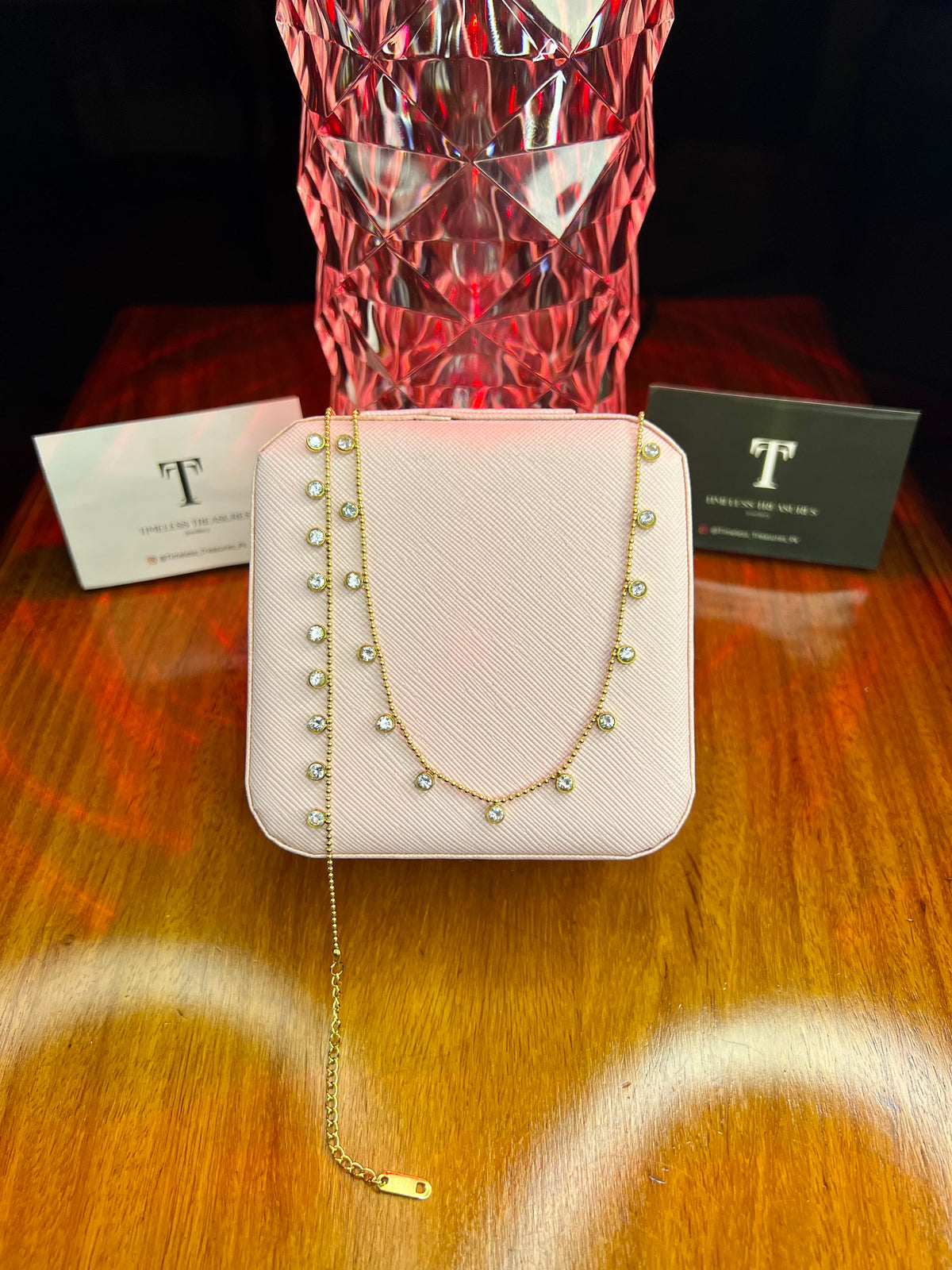 Premium Quality Stainless Steel 18k MoonStone Necklace Bracelet Set
