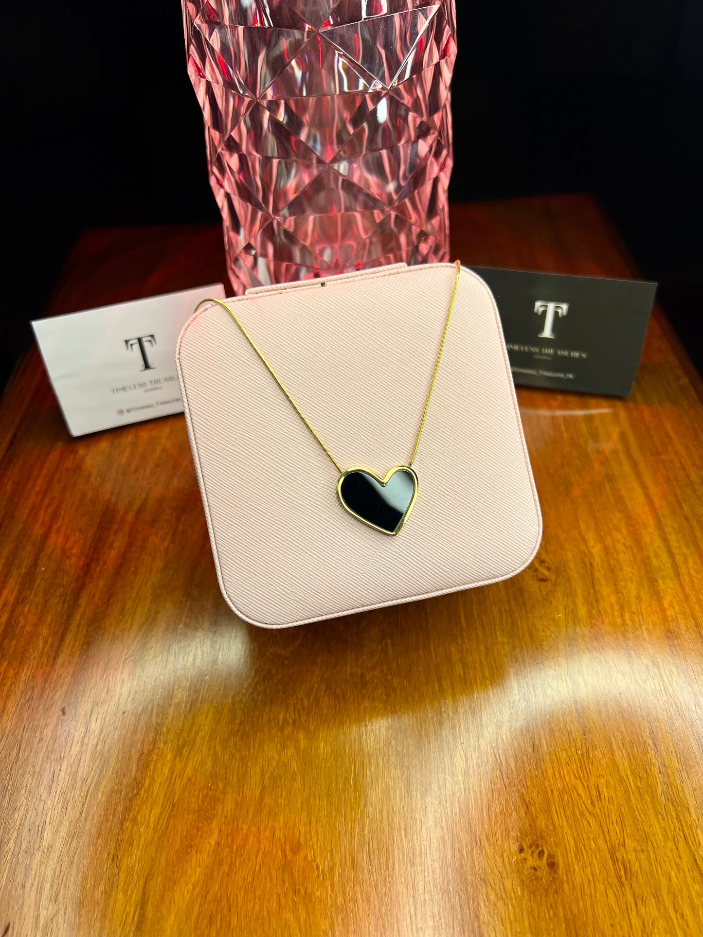 Premium Quality Stainless Steel 18k Black Heart Necklace
