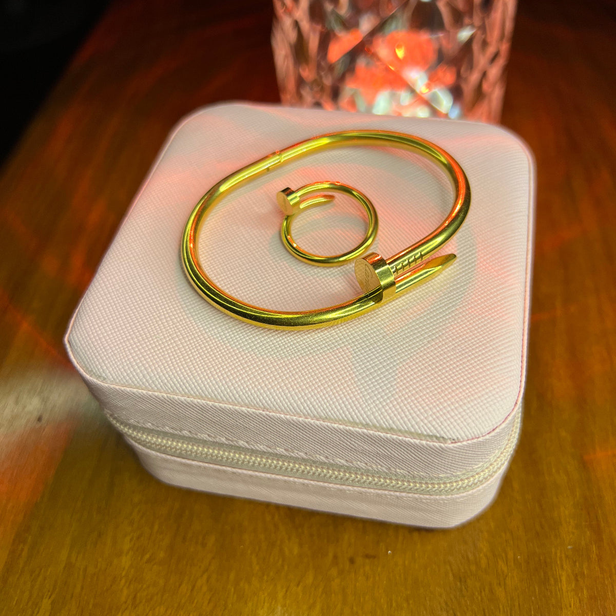 Premium Quality Stainless Steel 18k Cartier Nail Handcuff and Ring Set
