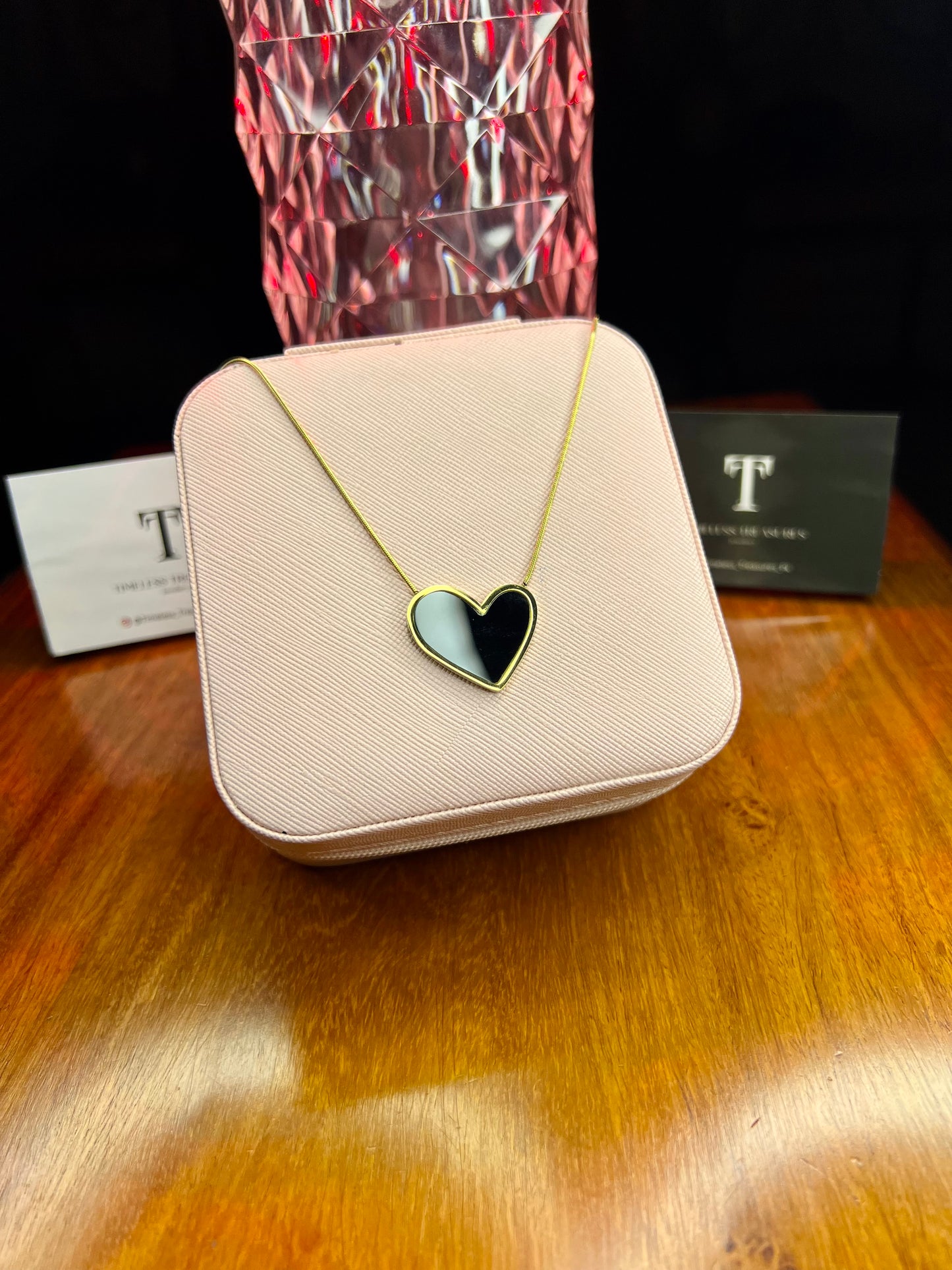 Premium Quality Stainless Steel 18k Black Heart Necklace