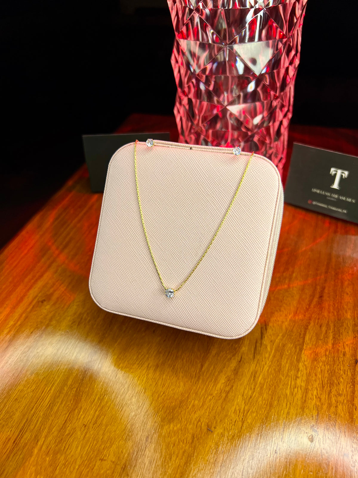 Premium Quality Stainless Steel 18k White Stone Necklace Earring Set