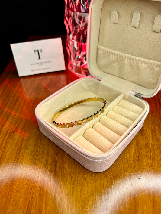 Premium Quality Stainless Steel 18k Hexa Lux Stone Cuff
