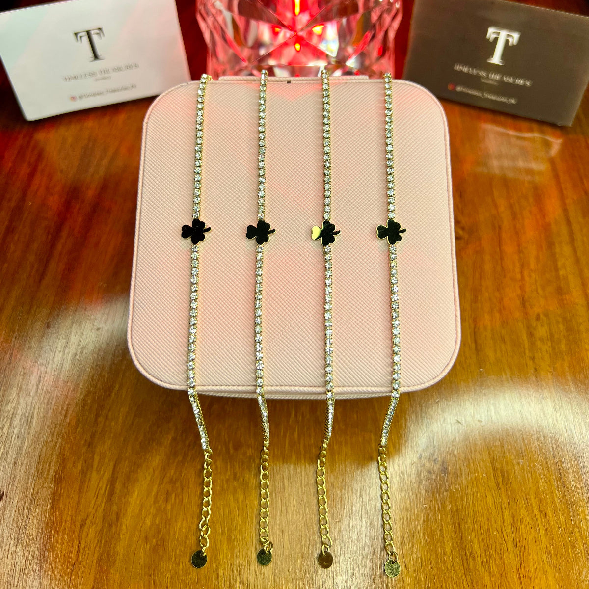 Premium Quality Stainless Steel 18k High Quality Stone Anklet + Bracelet