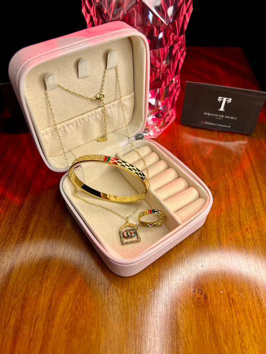 Premium Quality Stainless Steel 18k Gucci Gold 3pc Set