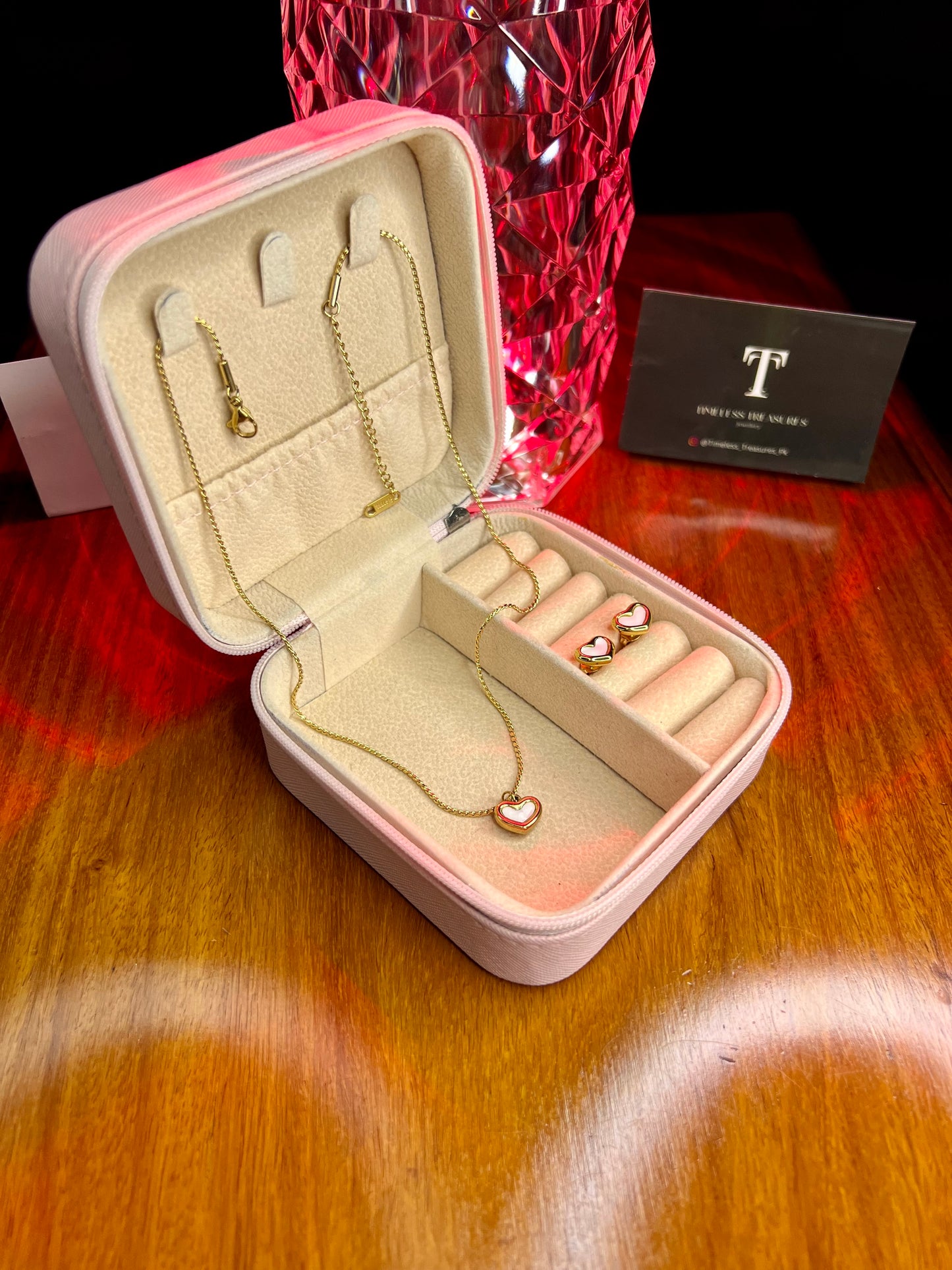 Premium Quality Stainless Steel 18k Cupid Grace Necklace Earring Set