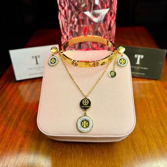 Premium Quality Stainless Steel 18k Tory Diamantés 3pc Set