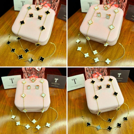Premium Quality Stainless Steel 18k Clover 4pc Set