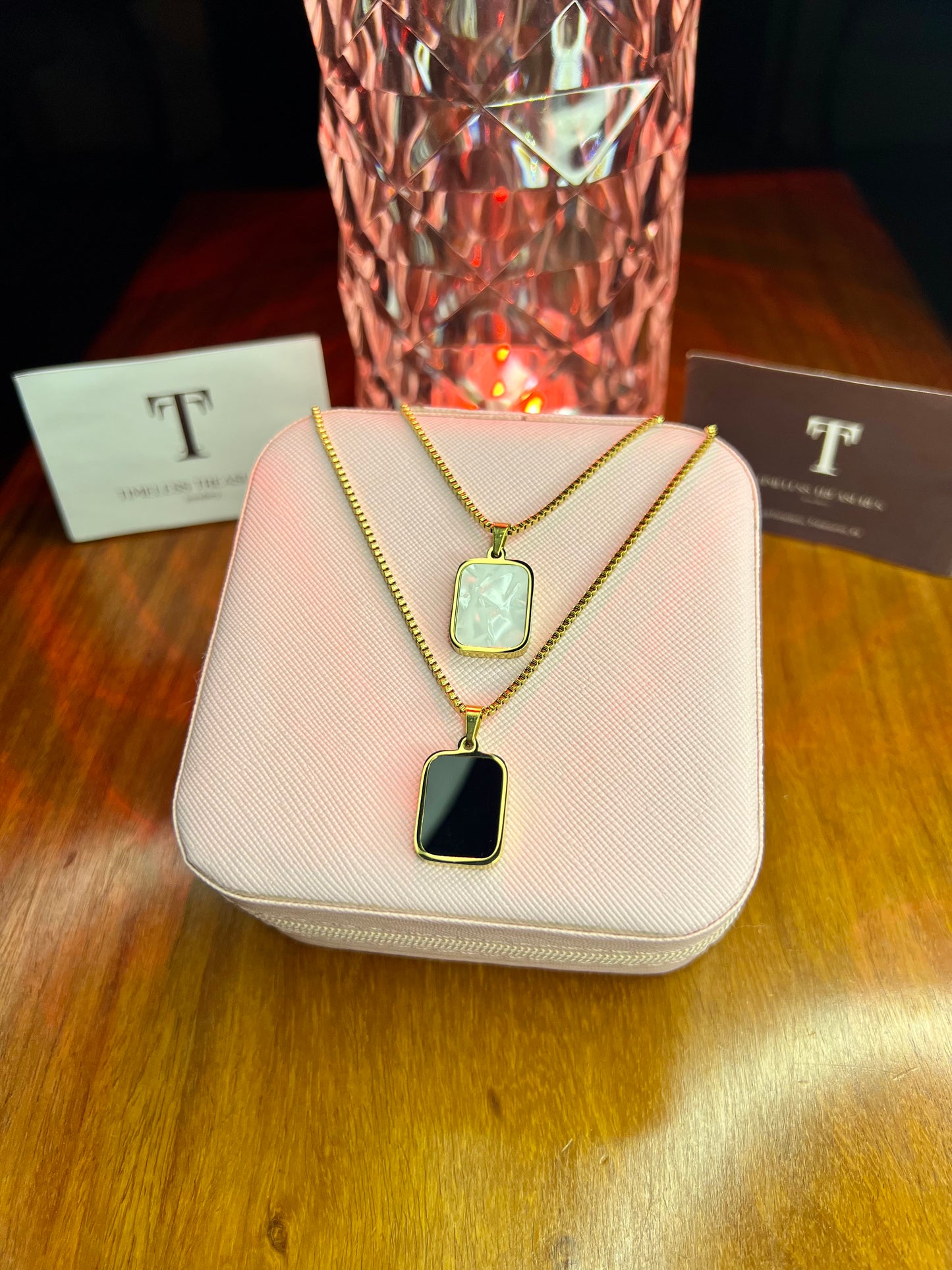 Premium Quality Stainless Steel 18k Black/White Double Side Necklace