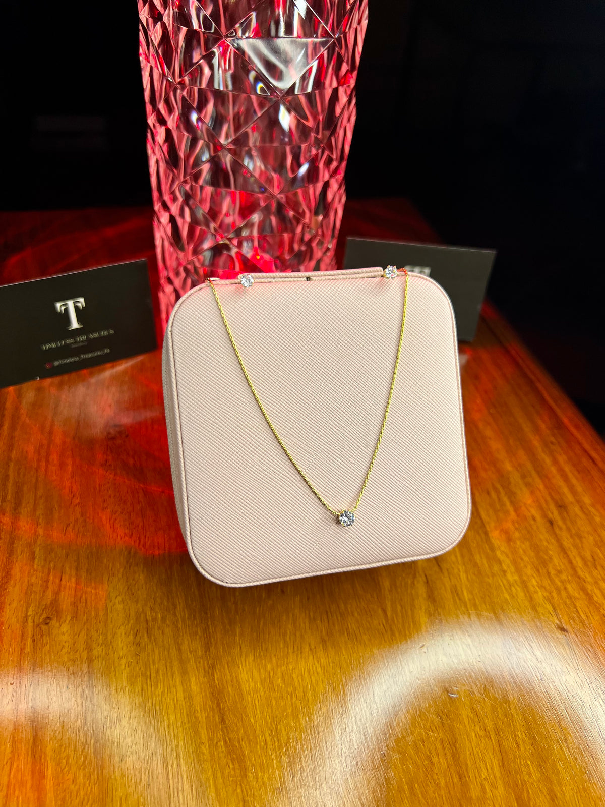 Premium Quality Stainless Steel 18k White Stone Necklace Earring Set